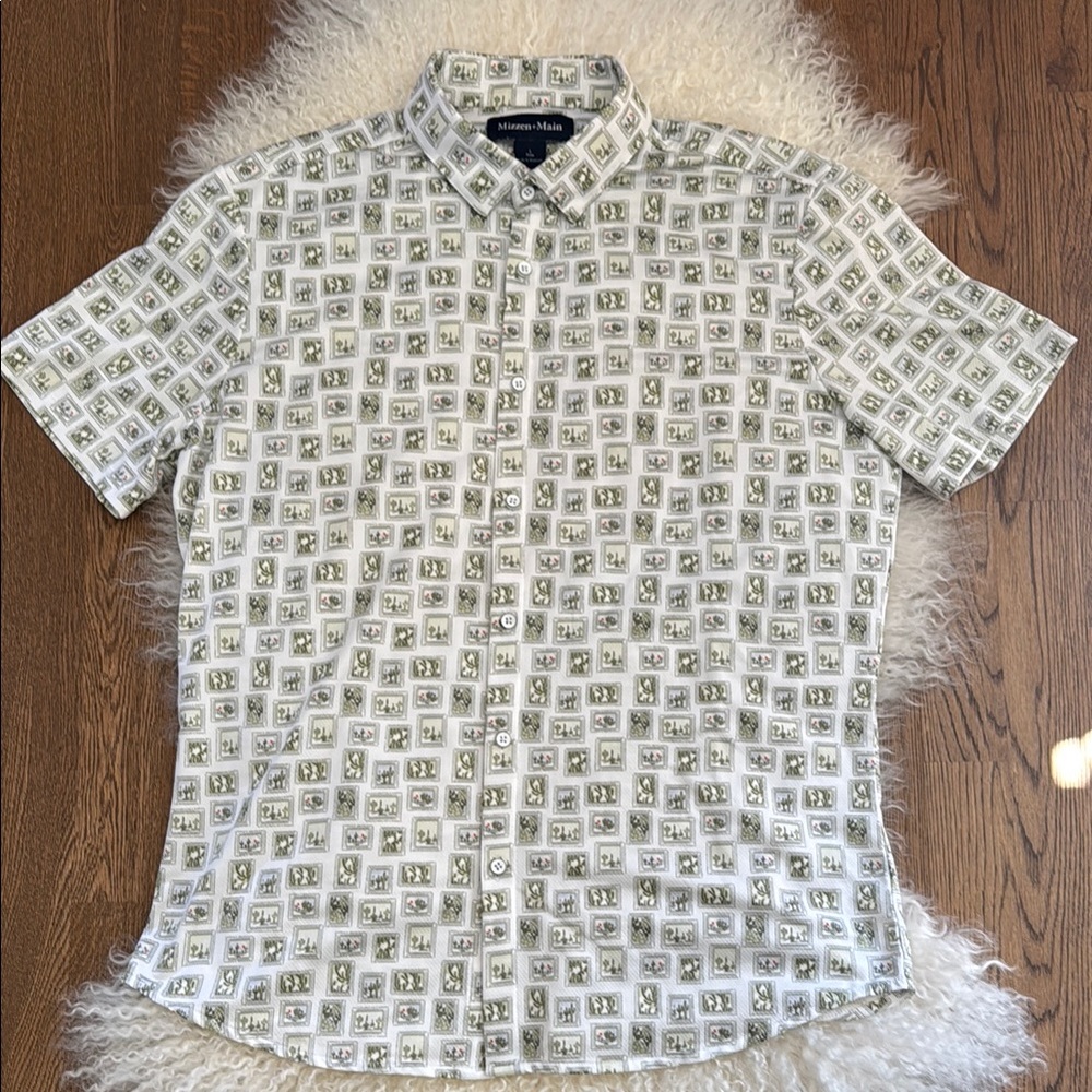 Mizzen + Main - Green and White Casual Button Down Shirt